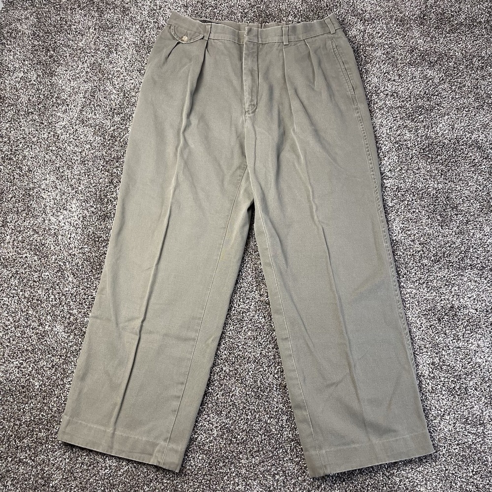 Vintage Brooks Brothers Pants Men's Size 33x27 Beige Cotton Twill Chino Pleated